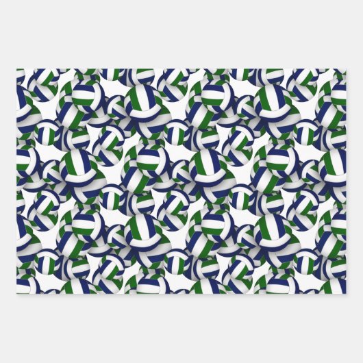 Blauw groen Team Kleuren Coördinerend Volleybal Inpakpapier Vel (Voorkant)