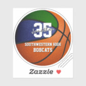 Blauw groen team kleuren kinder tiener basketbal sticker (Vel)