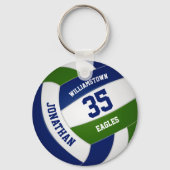 Blauw groen team kleuren kinder tiener volleybal sleutelhanger (Voorkant)