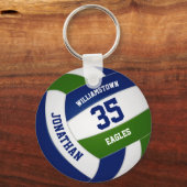 Blauw groen team kleuren kinder tiener volleybal sleutelhanger (Achterkant)