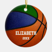 blauw groen team kleuren meisjes jongens basketbal keramisch ornament (Voorkant)