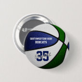 blauw groen team kleuren meisjes jongens basketbal ronde button 5,7 cm (Voorkant /achterkant)