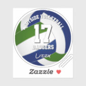 Blauw Groen Team Kleuren Volleybalspeler Sticker (Vel)