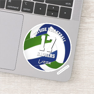 Blauw Groen Team Kleuren Volleybalspeler Sticker