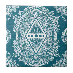 Blauw groen tijdperk van ontwaken, bohemen, nieuw  tegeltje