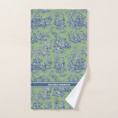  blauw groen toile de jouy bedrukt bad handdoek (Handdoek)