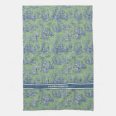  blauw groen toile de jouy bedrukt theedoek (Verticaal)