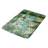 Blauw Groen Tropisch Bladeren Ananas Badmat (Gekanteld)