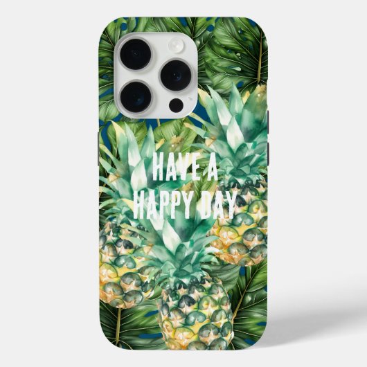 Blauw Groen Tropisch Bladeren Ananas Case-Mate iPhone Case (Achterkant)