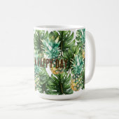 Blauw Groen Tropisch Bladeren Ananas Koffiemok (Voorkant rechts)