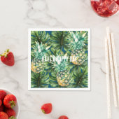 Blauw Groen Tropisch Bladeren Ananas Servet (Insitu)