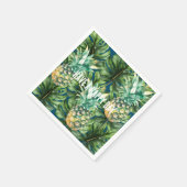 Blauw Groen Tropisch Bladeren Ananas Servet (Hoek)