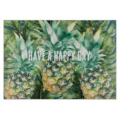 Blauw Groen Tropisch Bladeren Ananas Snijplank (Voorkant)