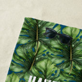 Blauw Groen Tropisch Bladeren Ananas Strandlaken (In situ)