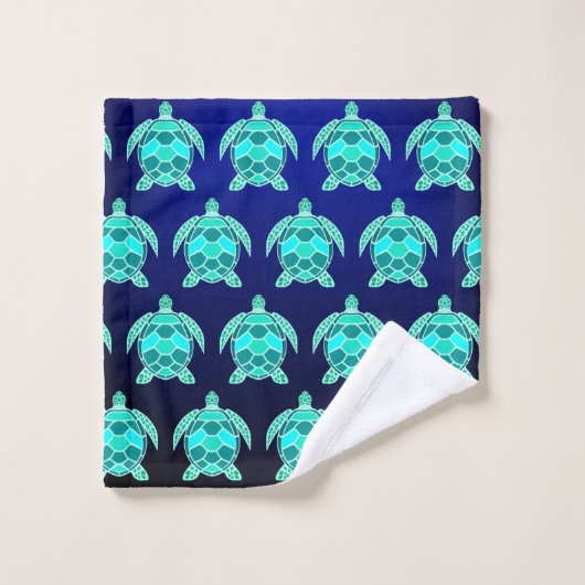  blauw groen turkooizen blauwgroen schildpadpatroo bad handdoek (Wasdoekje)