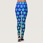  blauw groen turkooizen blauwgroen schildpadschild leggings (Achterkant)
