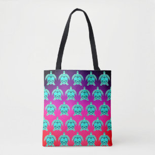 blauw groen turkooizen blauwgroen schildpadschild tote bag