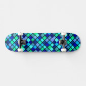 Blauw Groen Turquoise Paarse Glas in lood Mozaïek Skateboard (Horizontaal)