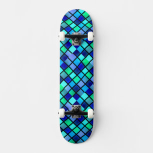 Blauw Groen Turquoise Paarse Glas in lood Mozaïek Skateboard