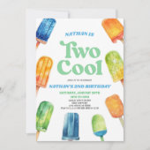 Blauw Groen Twee Koele Popsicle 2e Verjaardagsfees Kaart (Voorkant)