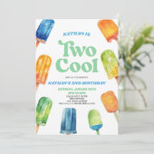 Blauw Groen Twee Koele Popsicle 2e Verjaardagsfees Kaart (Staand voorkant)