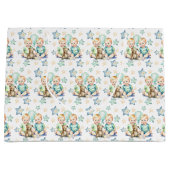 Blauw Groen Twin Baby Boys Baby shower of Nieuwe B Groot Cadeauzakje (Voorkant)