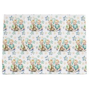 Blauw Groen Twin Baby Boys Baby shower of Nieuwe B Groot Cadeauzakje