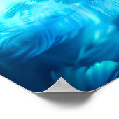 Blauw Groen Veer Abstract Poster (Hoek)