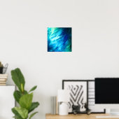 Blauw Groen Veer Abstract Poster (Thuiskantoor)