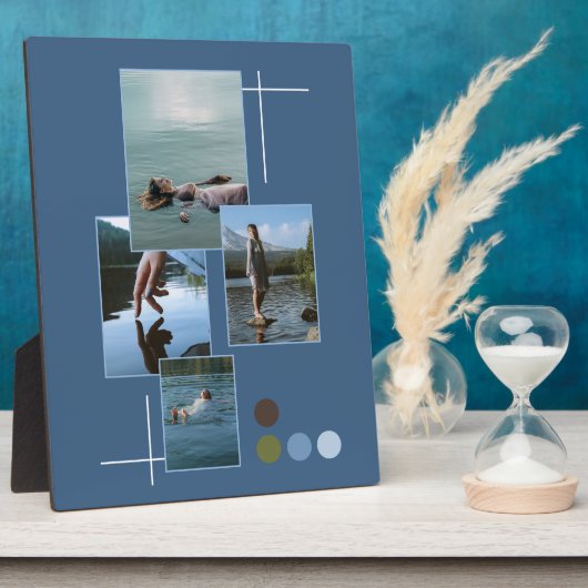 Blauw Groen Verdrink Foto Collage Script Plaquette Fotoplaat (Zijkant)