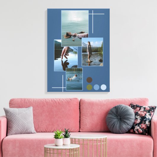 Blauw Groen Verdrinken Foto Collage Script Canvasp Canvas Afdruk (Insitu (Woonkamer))