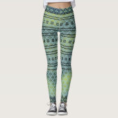 Blauw groen verlooppatroon Leggings (Voorkant)