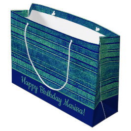  Blauw Groen Verstreken Streepjespatroon Groot Cadeauzakje