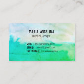 Blauw groen visitekaartje abstracte waterverf (Achterkant)