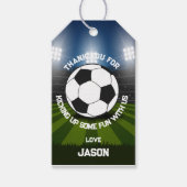 Blauw Groen Voetbal Stadion Sport Thema Verjaardag Cadeaulabel (Voorkant)