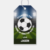 Blauw Groen Voetbal Stadion Sport Thema Verjaardag Cadeaulabel (Achterkant)