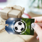 Blauw Groen Voetbal Stadion Sport Thema Verjaardag Cadeaulabel