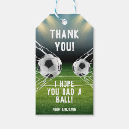 Blauw Groen Voetbalstadion Sport Thema Verjaardag Cadeaulabel