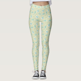 Blauw Groen Vogel Patroon Mijn Vogel kijken Leggings
