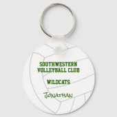 Blauw groen volleybal team kleuren gepersonaliseer sleutelhanger (Achterkant)
