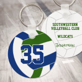 Blauw groen volleybal team kleuren gepersonaliseer sleutelhanger