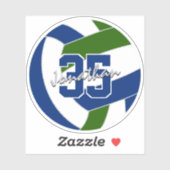 Blauw groen volleybal team kleuren gepersonaliseer sticker (Vel)