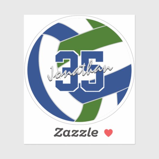 Blauw groen volleybal team kleuren gepersonaliseer sticker (Vel)