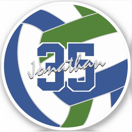Blauw groen volleybal team kleuren gepersonaliseer sticker (Voorkant)