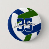 Blauw groen volleybal team kleuren ronde button 5,7 cm (Voorkant)