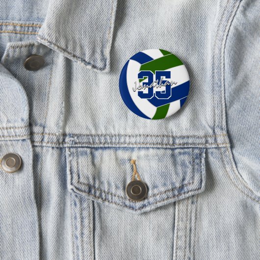 Blauw groen volleybal team kleuren ronde button 5,7 cm (In situ)