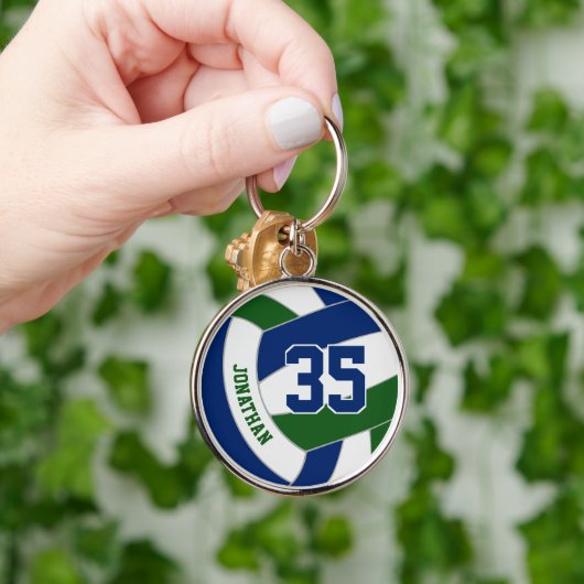 Blauw groen volleybalteam kleuren zijn aangepaste  sleutelhanger (Hand)