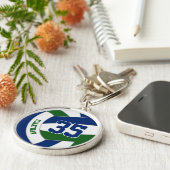 Blauw groen volleybalteam kleuren zijn aangepaste  sleutelhanger (Zijkant)