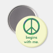 Blauw groen vredesbord, begint met mij magneten (Voorkant / Achterkant)