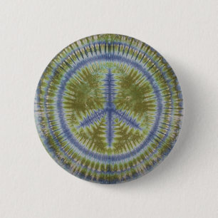 Blauw & Groen Vredesteken Tie Dye Button
